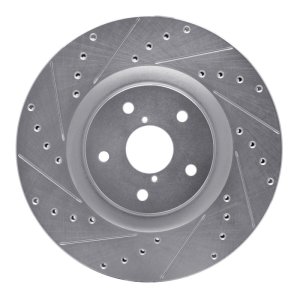 Subaru Ascent Brake Rotor (1) - Front Left - R1 Concepts - Drilled & Slotted - Silver - `19-`23